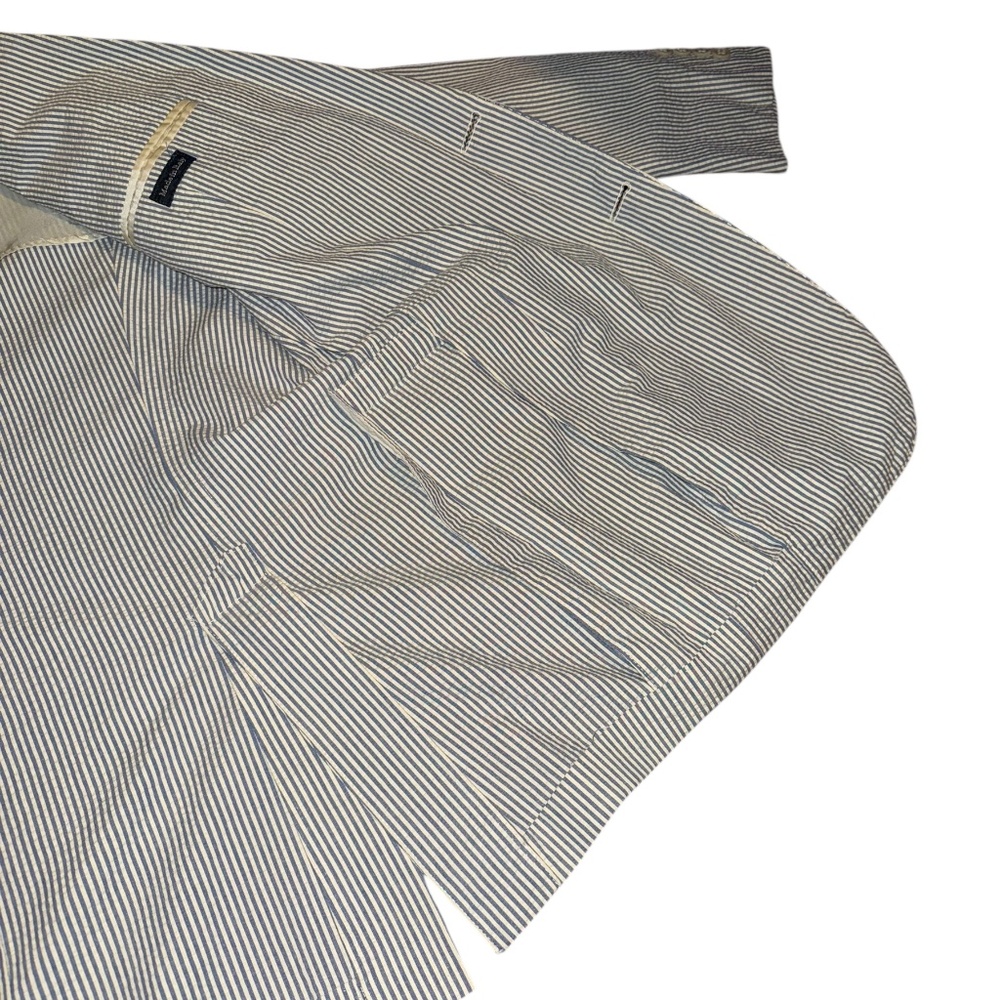 Polo Ralph Lauren Blazer Jacket Mens 42L White Blue Striped Seersucker Italy EUC - Picture 5 of 16